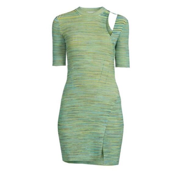 NWT Jonathan SIMKHAI Tina Blue Green Space Dye Mini Dress Cutouts Large - Picture 12 of 16